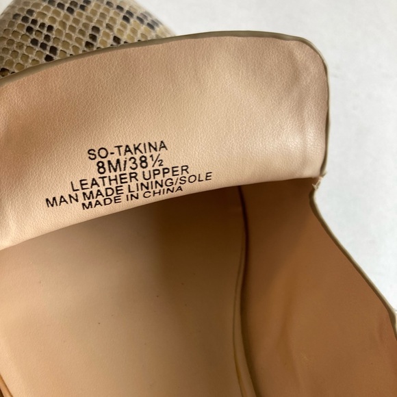 Sole Society Cream Brown Snake Print Leather Loafers size 8 - Picture 15 of 15